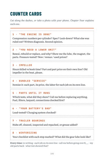 Cut-out Counter Cards with questions for the shop